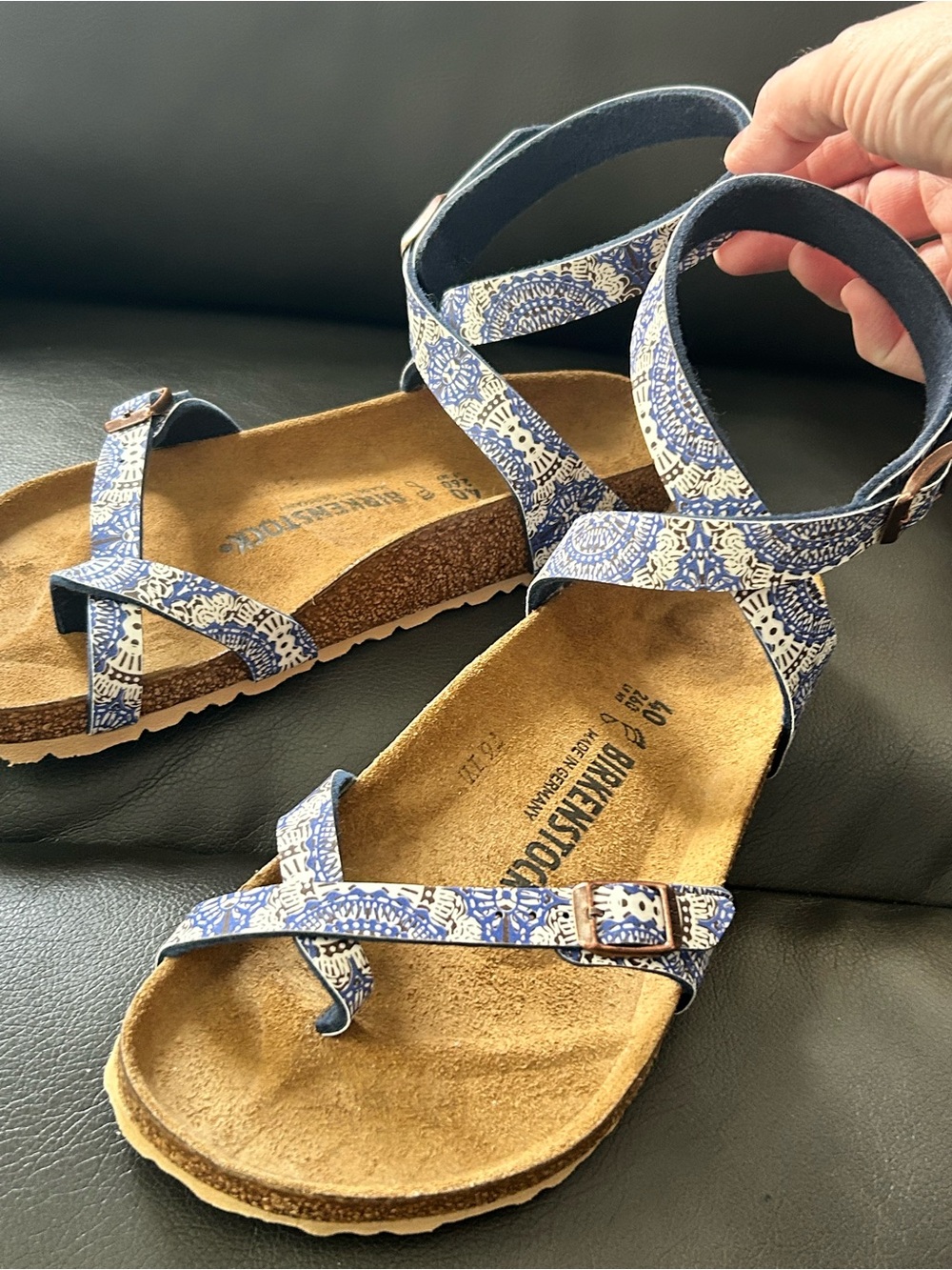 Yara Birkenstocks Rare Blue Print Size 40 - Picture 5 of 13